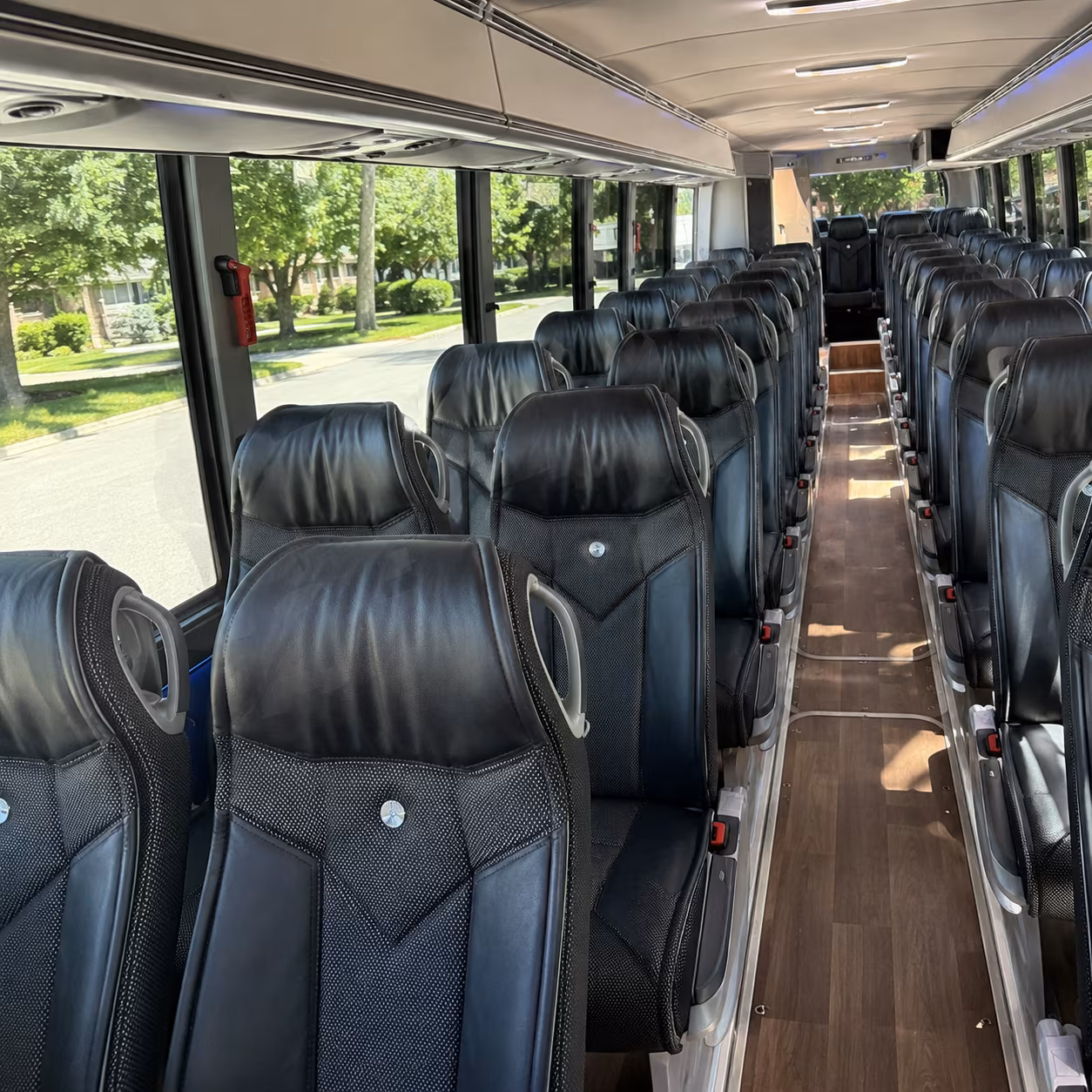 corona 40 passenger charter bus inside