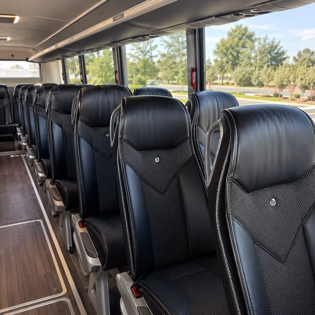 corona 45 passenger charter bus interior