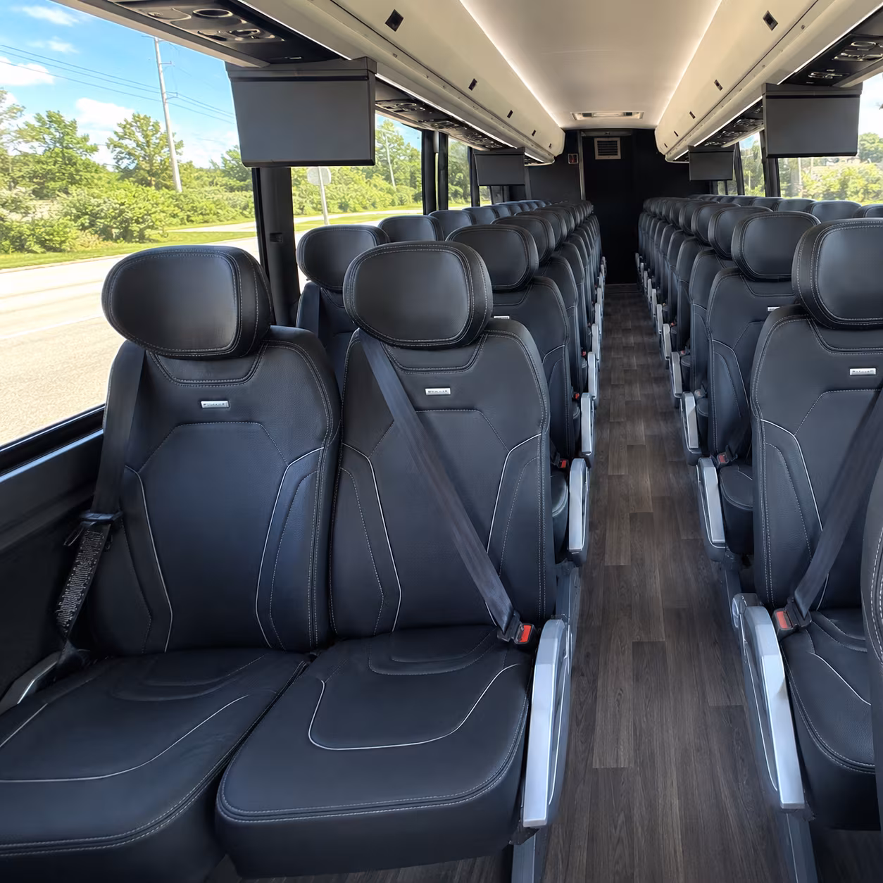 corona 47 passenger charter bus inside