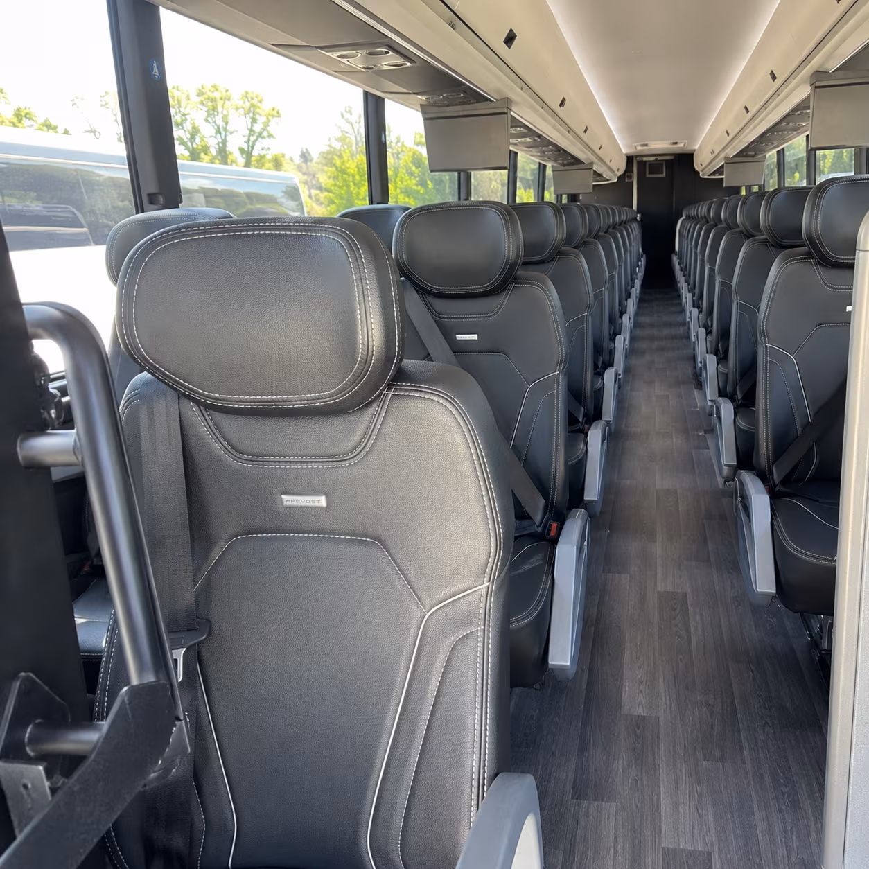 corona 47 passenger charter bus interior