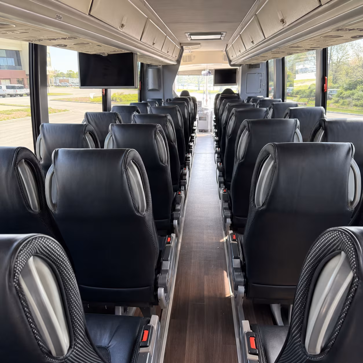 corona charter bus inside